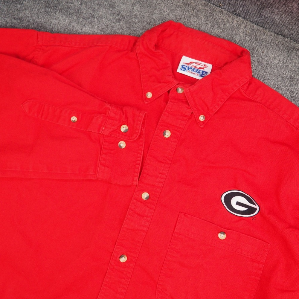 Georgia Bulldogs Shirt Mens Large Red Solid Spike Sports Gameday Tailgate